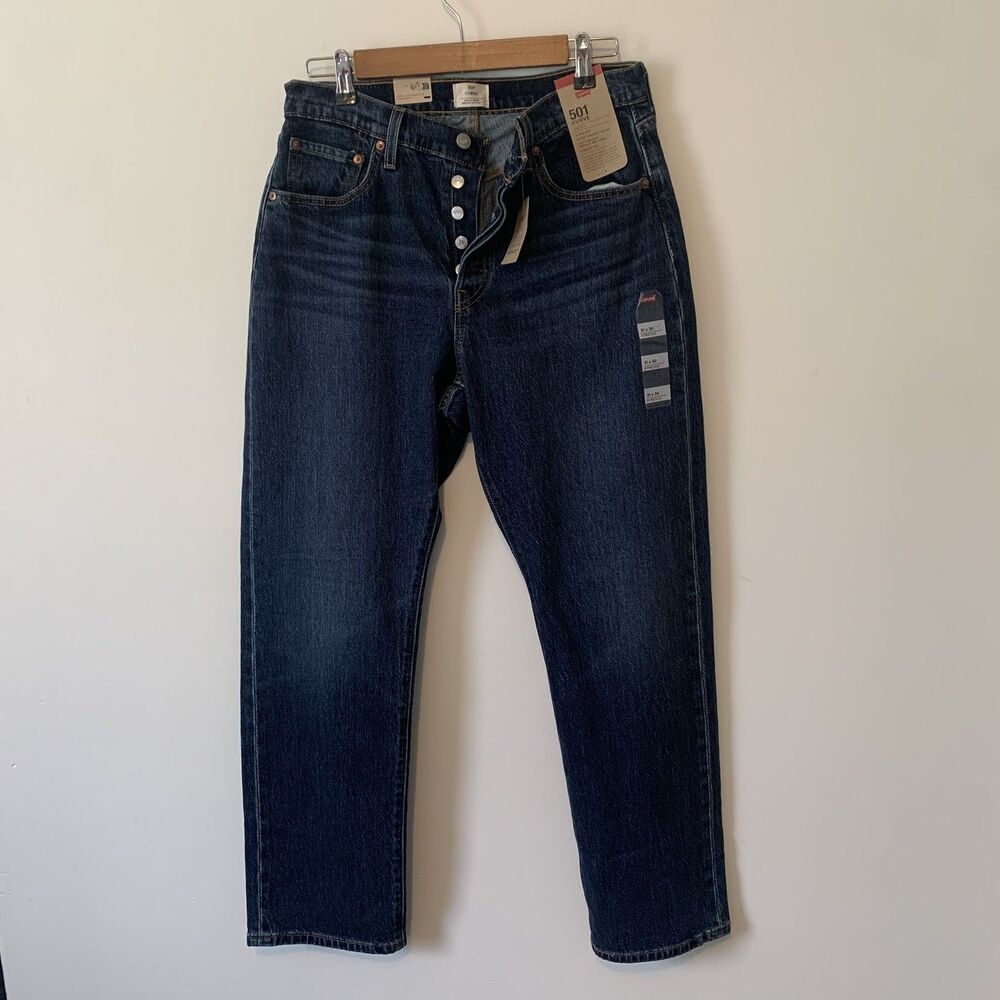 Levi's 501 Curve Stretch Jeans - Women's 31 X 30 - Button Fly - Dark Wash NWT